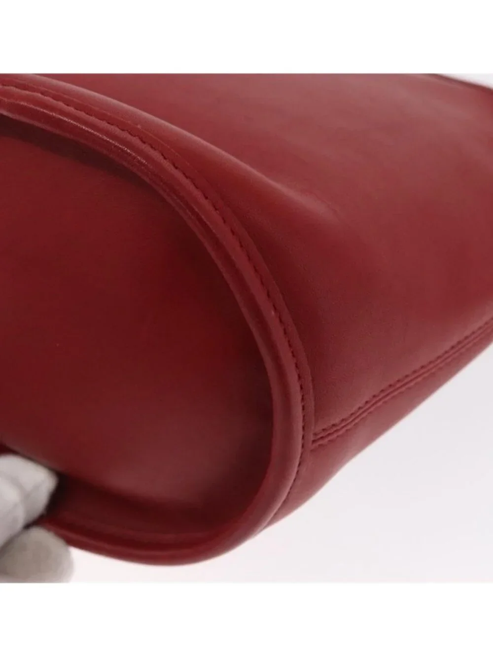 Authentic Coach Shoulder Bag Leather Red Gold